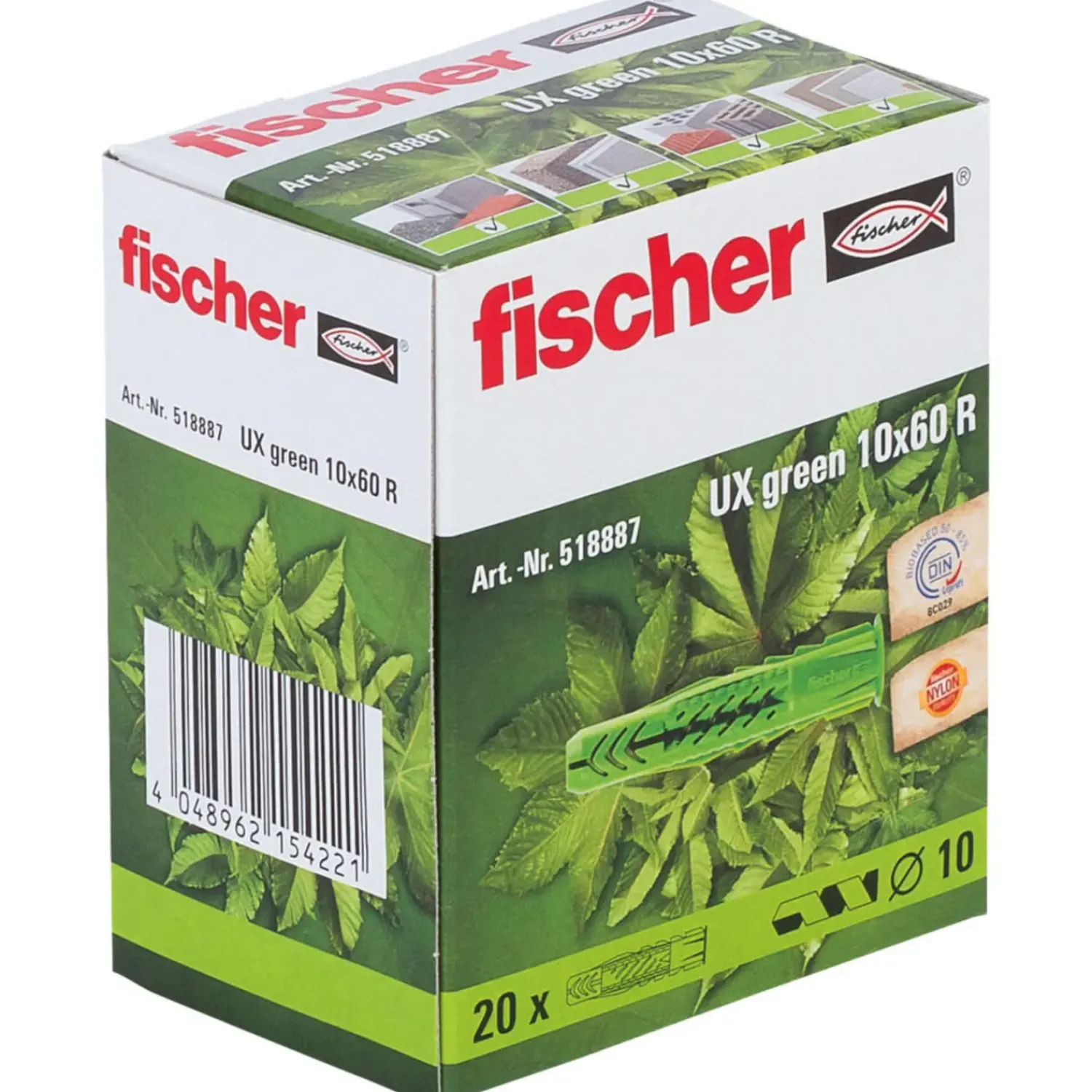 fischer Rawlplugs Og Dyvler^UX Green universaldyvel m/krave 10x60R 20 stk