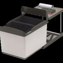 Affaldssortering|Tilbehør Til Kontor Og Værksted^Fritstående affaldssystem med automatisk 2x16 L børstet mat sort