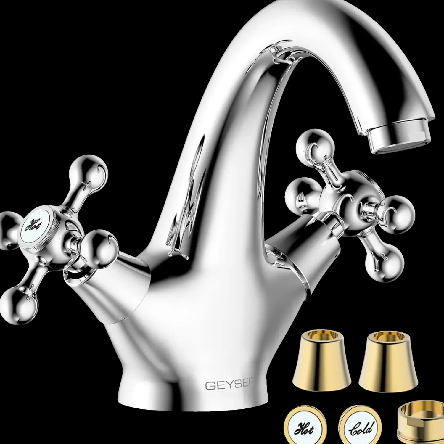 Håndvaskarmaturer^Geyser magnolia håndvask armatur krom/guld