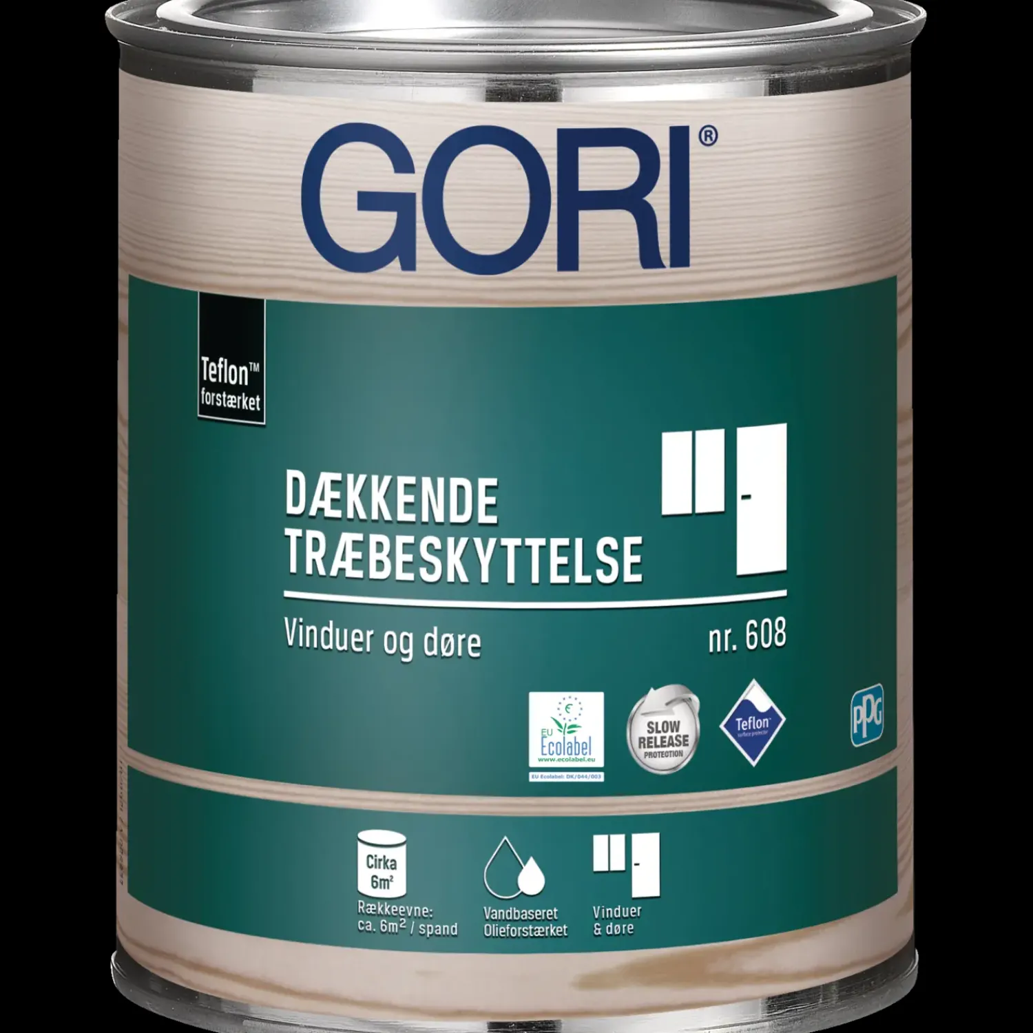 GORI Heldækkende Træbeskyttelse^608 dækkende træbeskyttelse vinduesmaling ral 9010 hvid 0,75 L