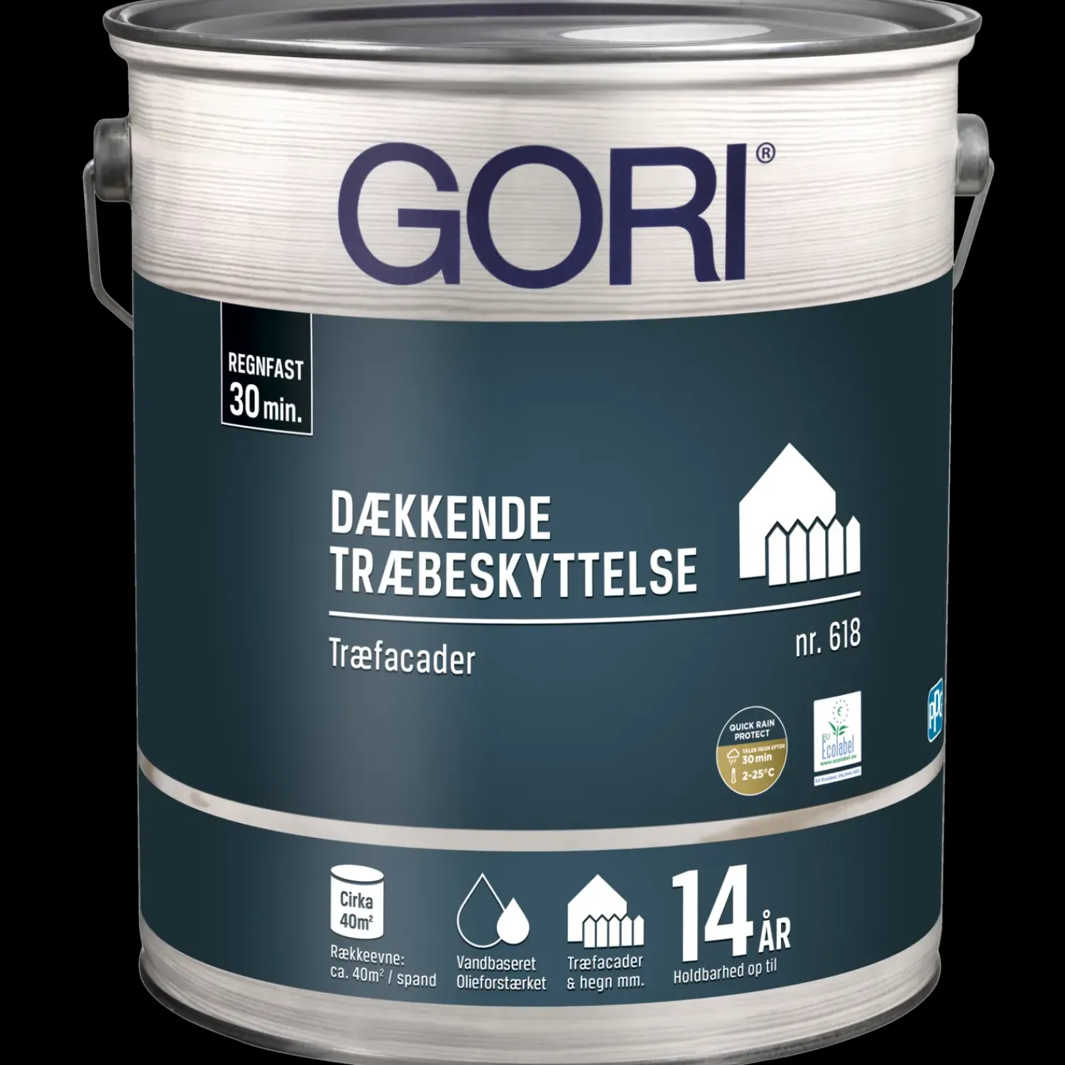 Heldækkende Træbeskyttelse^Gori 618 dækkende træbeskyttelse kulsort 5 L