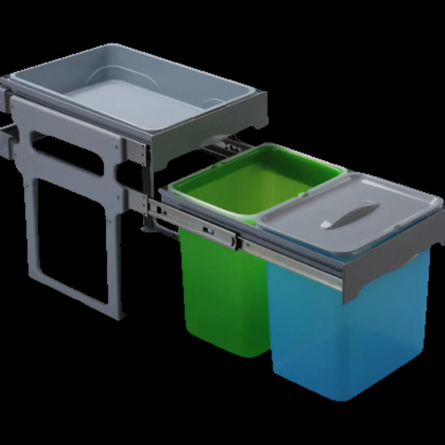 Affaldssortering|Tilbehør Til Kontor Og Værksted^Grå affaldssystem på udtræksskinner 2x16 L