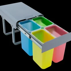 Affaldssortering|Tilbehør Til Kontor Og Værksted^Grå affaldssystem på udtræksskinner med 4x8 L beholdere flerfarvet
