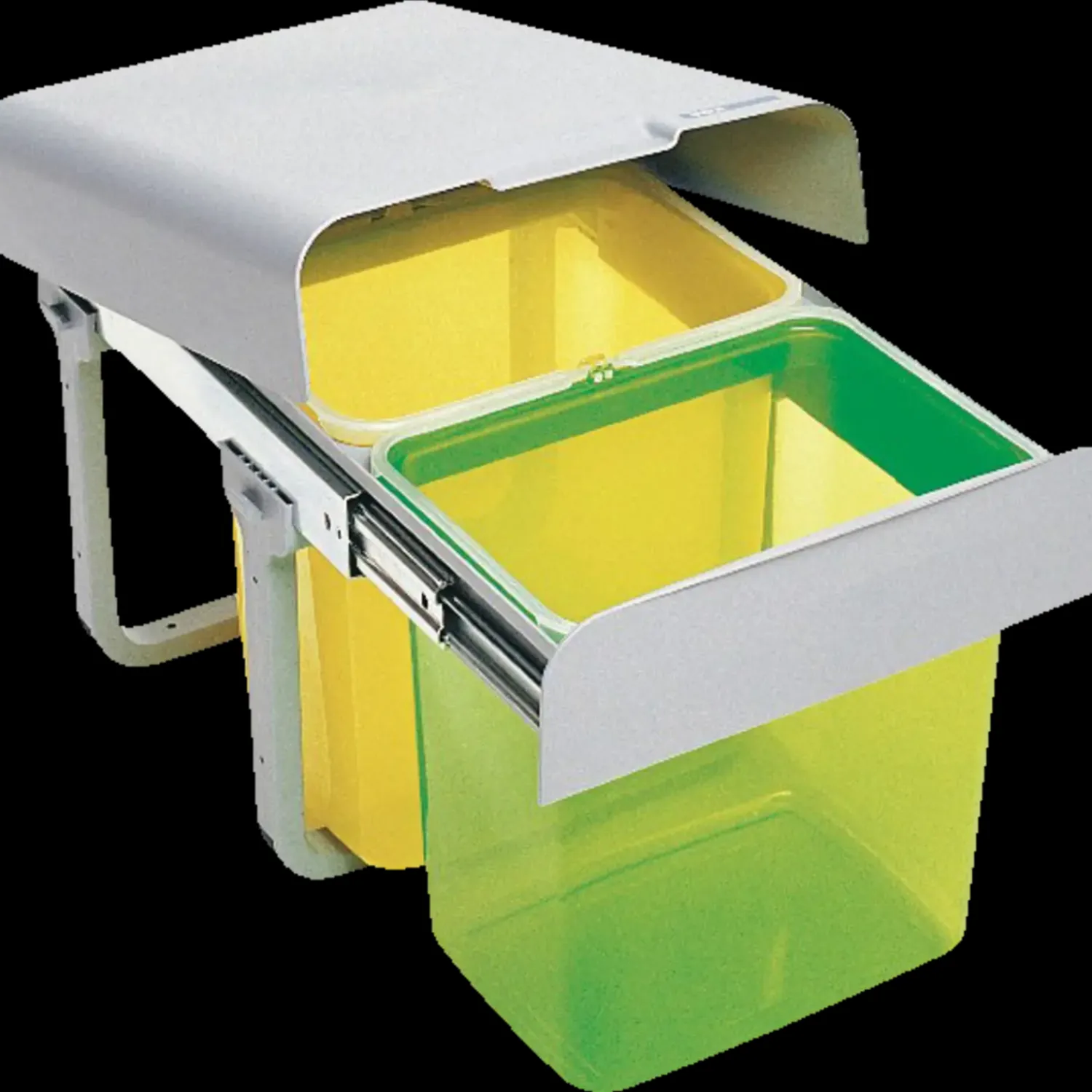 Affaldssortering|Tilbehør Til Kontor Og Værksted^Grå affaldssystem på udtræksskinner med 2x16 L beholdere