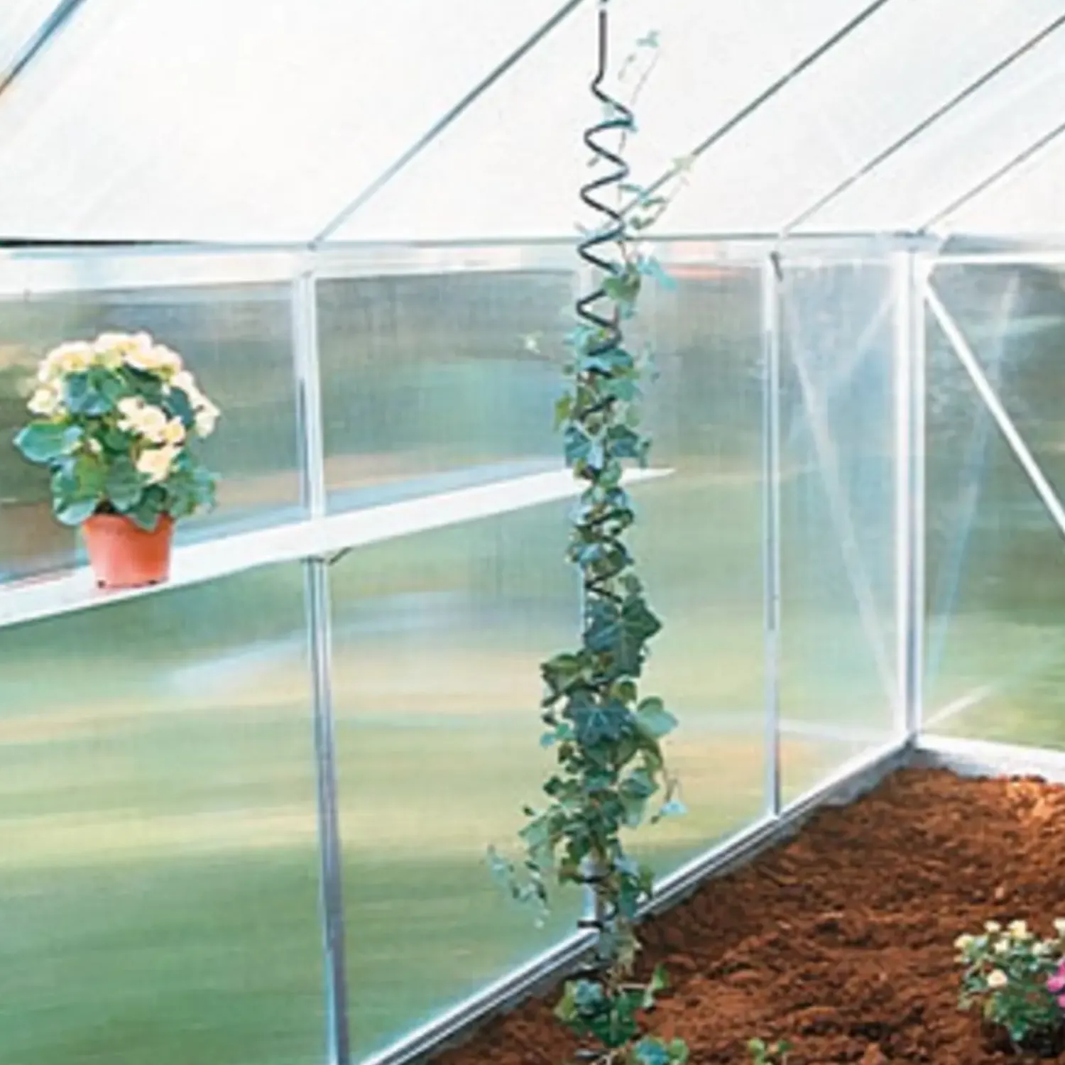 Sale Halls Atrium drivhus grøn med hærdet glas og polycarbonat 9,0 m²