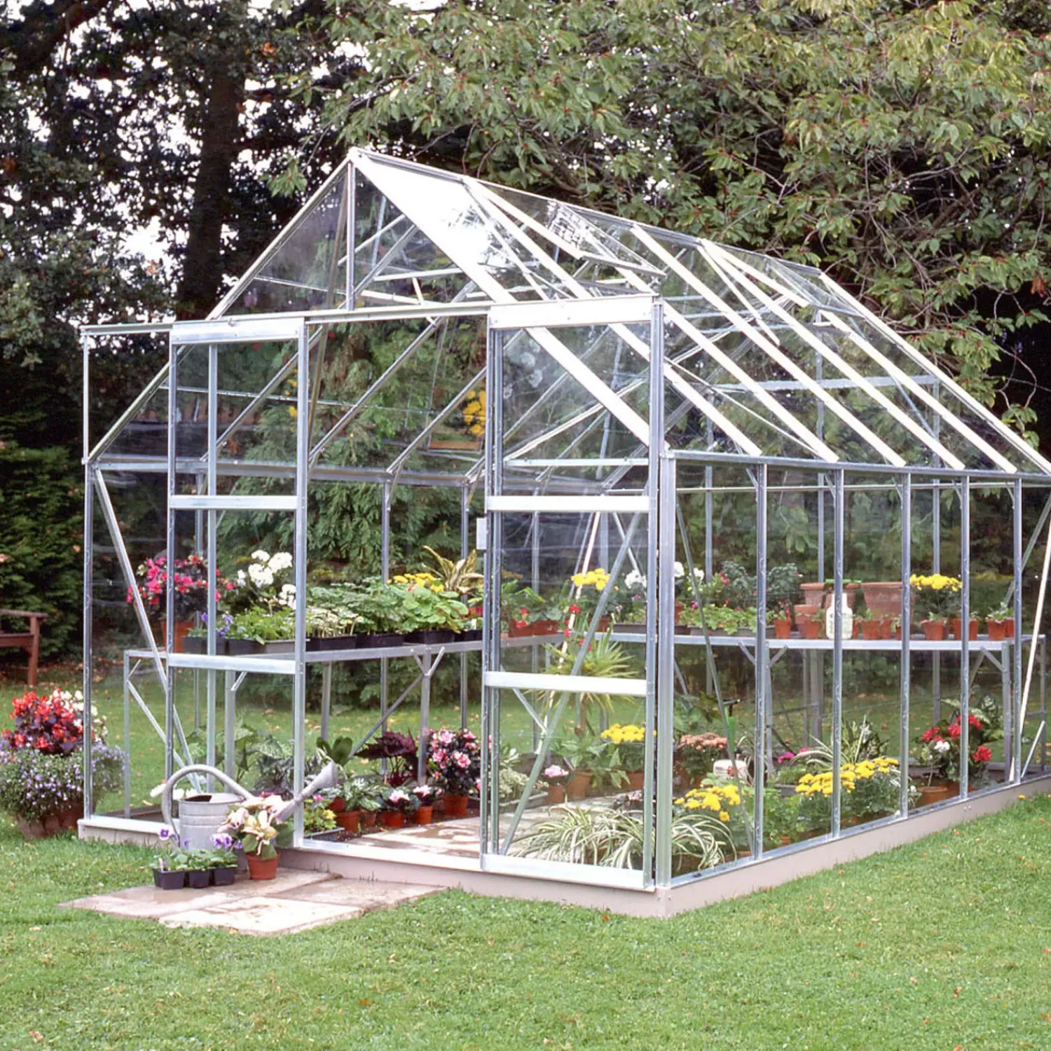 Halls Mellem Drivhuse 4-10 M²^Magnum 128 drivhus med hærdet glas, inkl. sokkel 9,9 m² vælg farve.