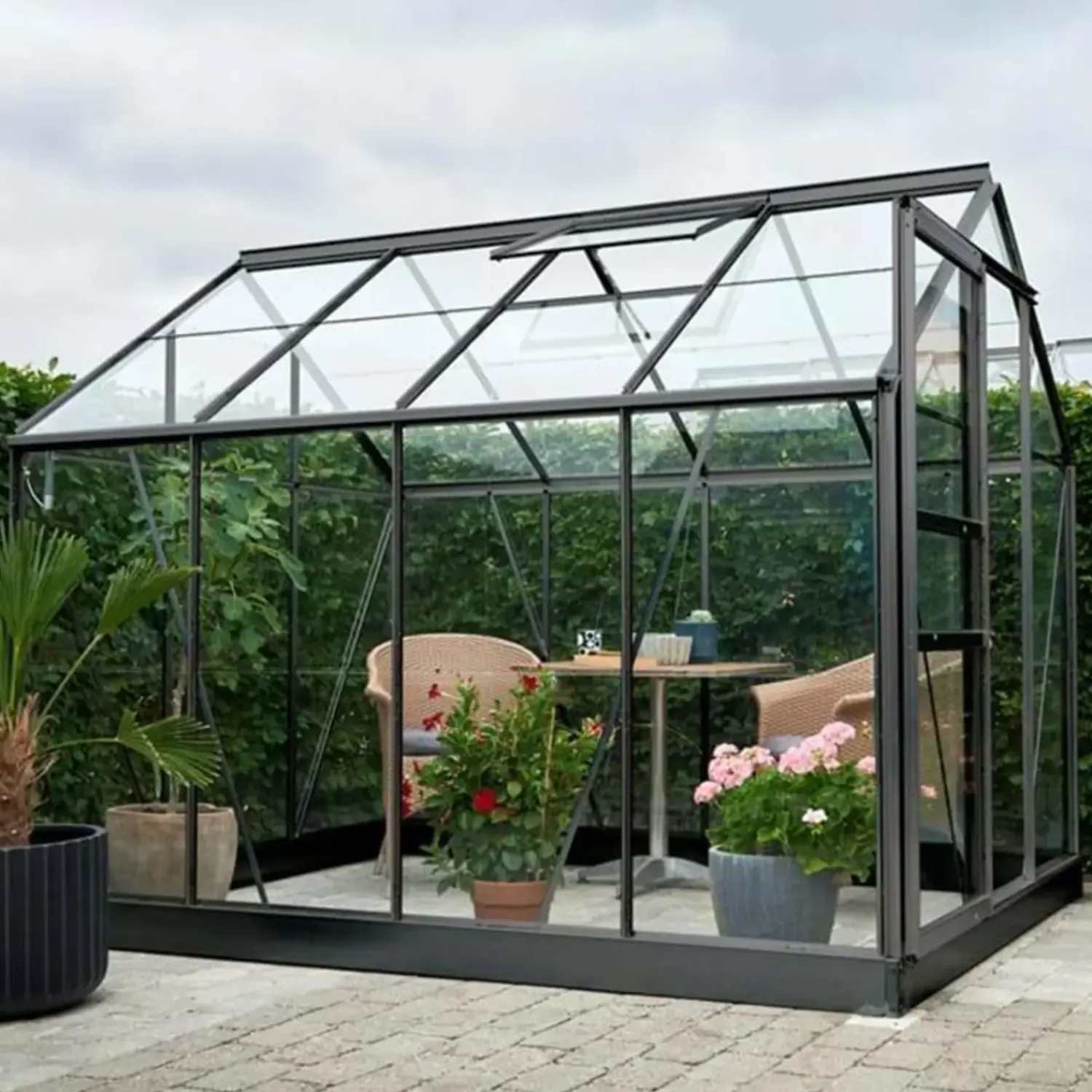 Halls Mellem Drivhuse 4-10 M²^Popular 86 5,0 m² alu 3 mm glas