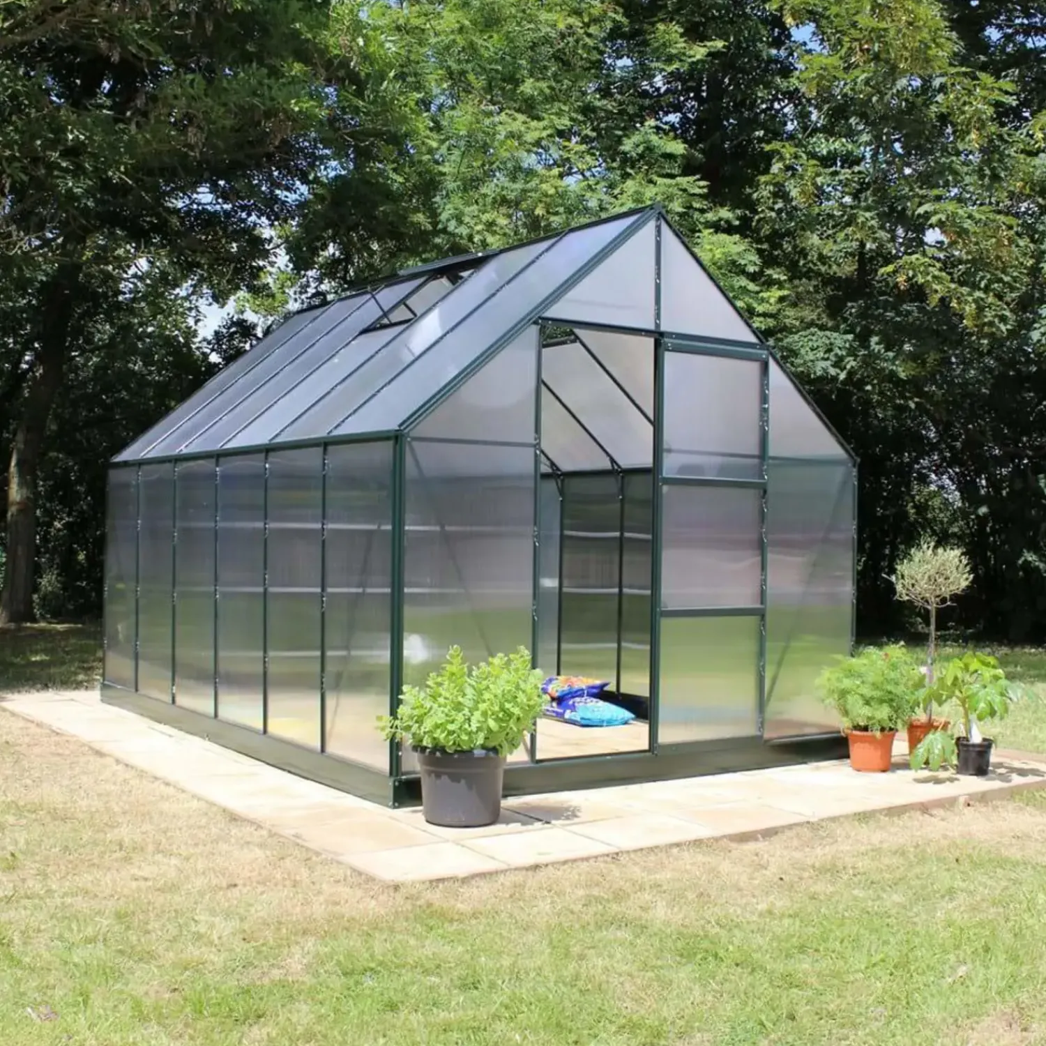 Halls Mellem Drivhuse 4-10 M²^Universal 128 9,9 m² grøn 6 mm poly