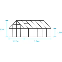 Sale Halls Universal 128 drivhus alu. med delt glas, inkl. sokkel 9,9 m²