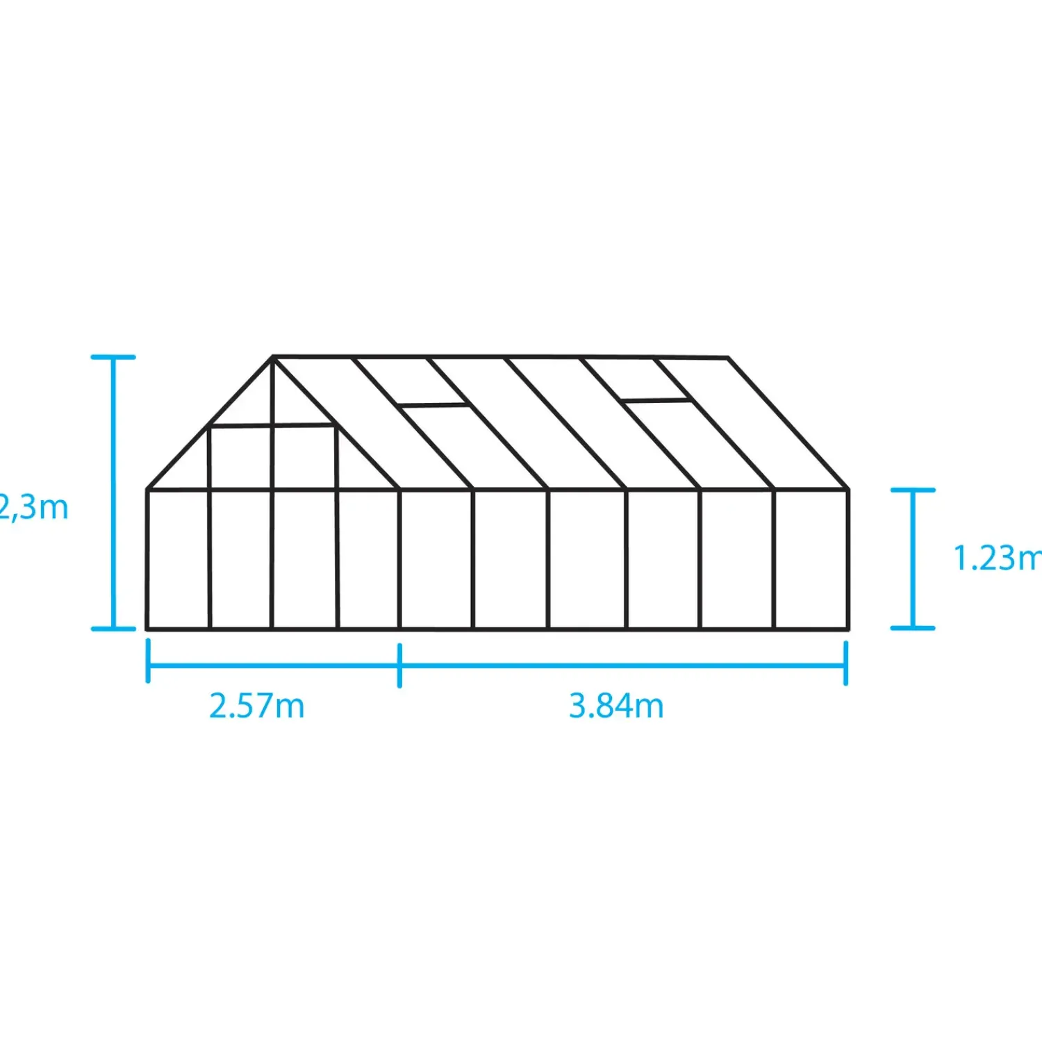 Halls Universal 128 drivhus sort, inkl. sokkel 9,9 m²