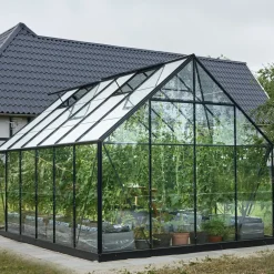 Halls Universal 128 drivhus sort, inkl. sokkel 9,9 m²