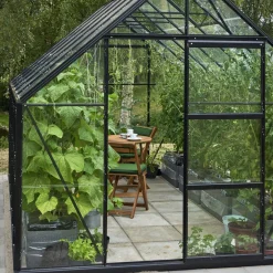 Halls Universal 128 drivhus sort, inkl. sokkel 9,9 m²