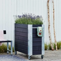 Plus Plantekasser^Hjul til Cubic blomsterkasser 4 stk Ø100 mm galvaniseret