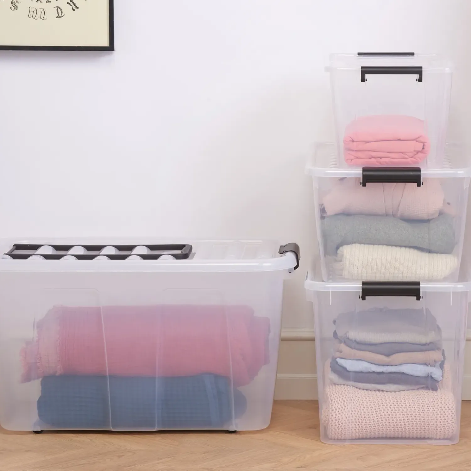 Opbevaringskasser|Tilbehør Til Kontor Og Værksted^Home box med håndtag 86 L