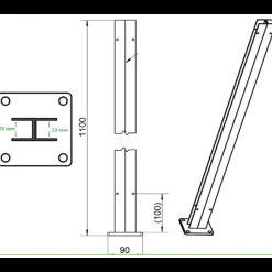 Sale H-stolpe m/fod varmgalvaniseret 23 mm sporbredde