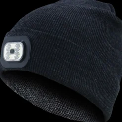 Blue electric Huer, Kasketter Mv.^Hue med genopladeligt LED-lygte sort