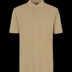 Clearance ID klassisk poloshirt med lomme sand str. 2XL