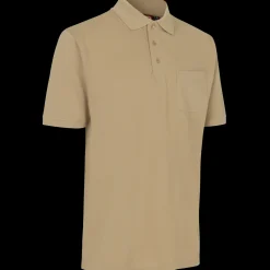 Clearance ID klassisk poloshirt med lomme sand str. 2XL