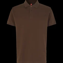 Outlet ID stretch herre poloshirt mocca str. 2XL
