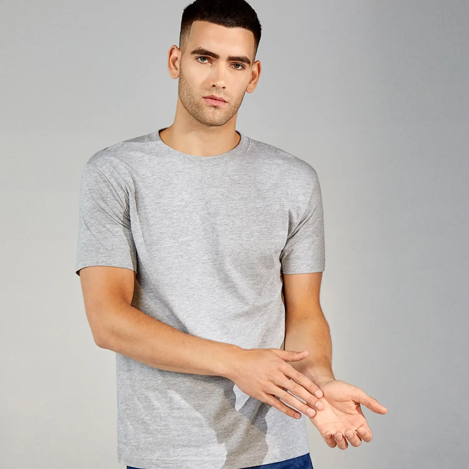 New ID T-Time t-shirt kortærmet grå melange str. L