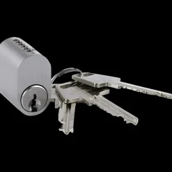 Clearance Jasa cylinder 6-stift oval m/3 nøgler messing mat forniklet