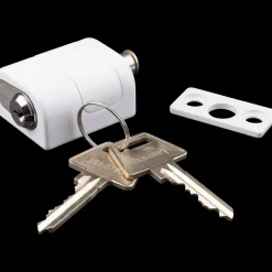 Jasa Dør- Og Vinduessikring|Vindues Og Dørbeslag^vindueslås med cylinder m/2 nøgler hvid