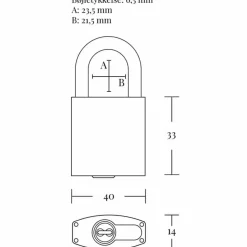 Best Jasa fe hængelås 40 mm m/hærdet bøjle messing 2 stk