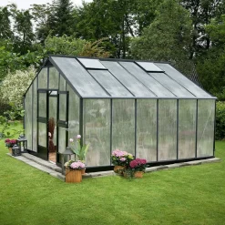 Juliana Store Drivhuse Over 10 M²^Gartner 16,2 m² drivhus antracit/sort med 10mm polycarbonat