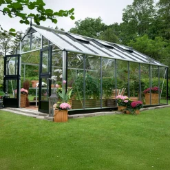 Juliana Store Drivhuse Over 10 M²^Gartner 21,4 m² drivhus alu/sort med 3mm hærdet glas