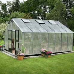 Discount Juliana Gartner 18,8 m² drivhus alu/sort med 10mm polycarbonat