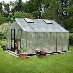 Juliana Store Drivhuse Over 10 M²^Gartner 16,2 m² drivhus alu/sort med 10mm polycarbonat