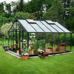 Juliana Store Drivhuse Over 10 M²^Gartner 16,2 m² drivhus antracit/sort med 3mm hærdet glas