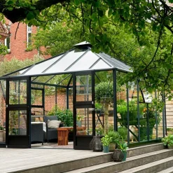 Best Juliana Oase drivhus antracit/sort med hærdet glas 13,5 m²