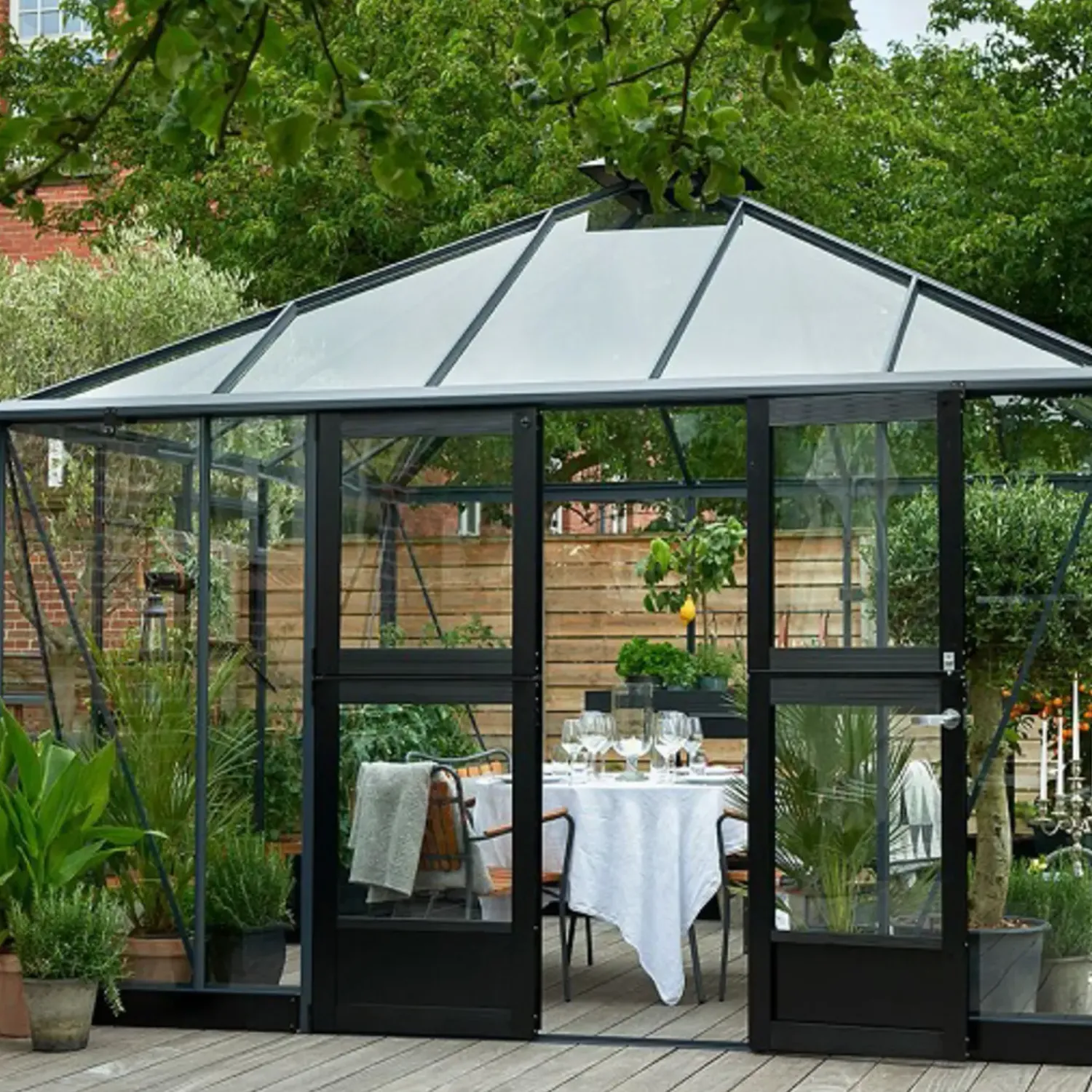 Best Juliana Oase drivhus antracit/sort med hærdet glas 13,5 m²