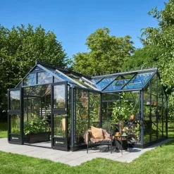 Juliana Orangerier^Orangeri 21,5 m² antracit/sort 3 mm hærdet glas