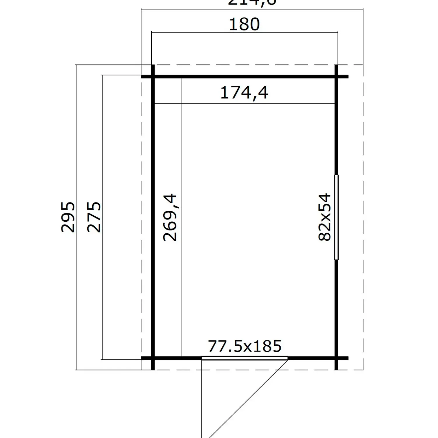 Clearance Jura redskabsskur med enkeltdør og vindue, 4,7 m²