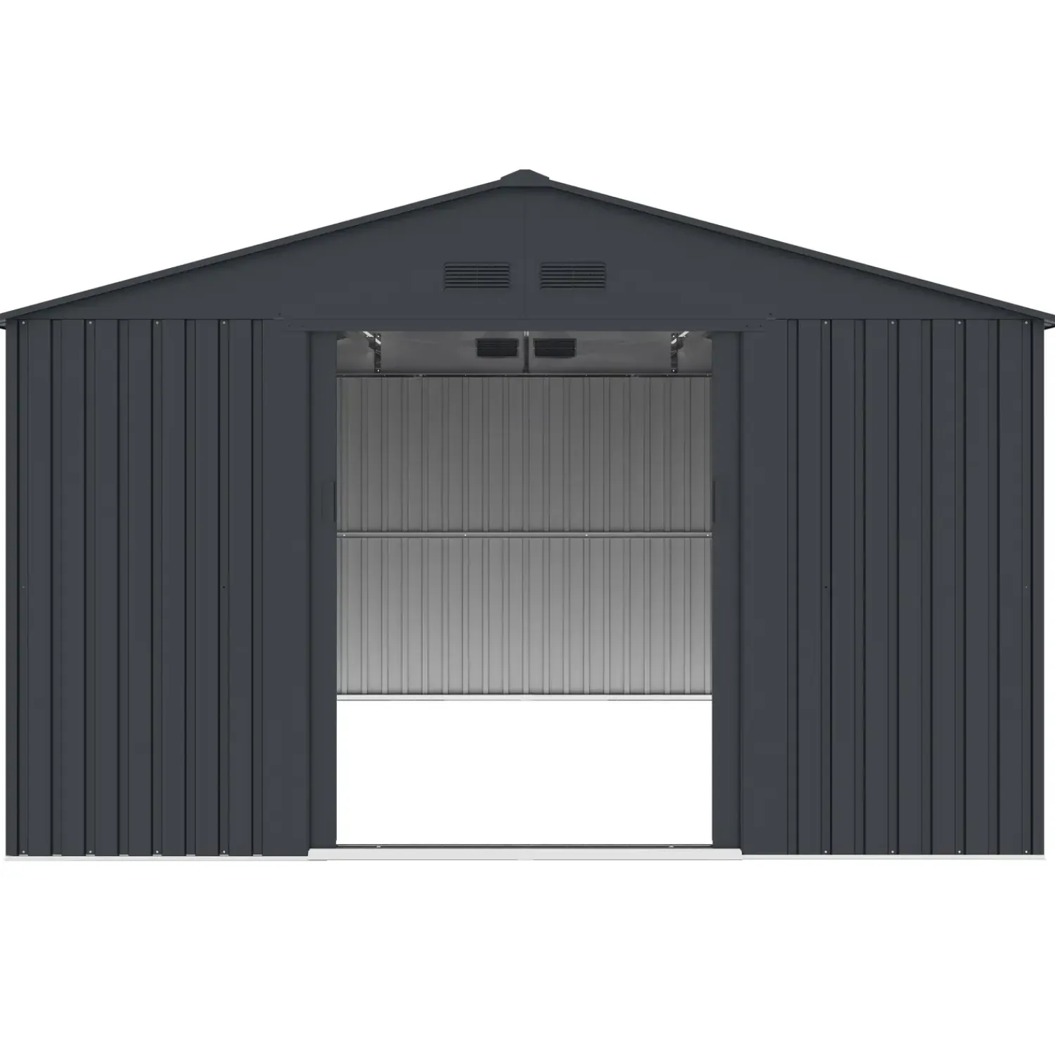 Redskabsskure I Stål^Kenneth redskabsskur med dobbeltdør, 10,84 m²