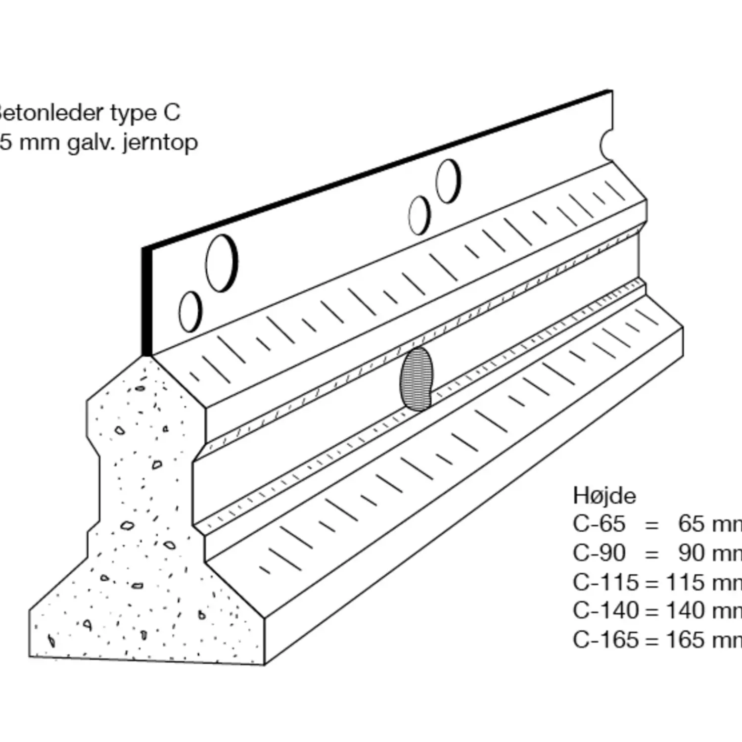 Dame Kota Beton^betonleder C90 390 cm.