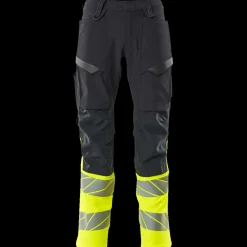 New Mascot Accelerate Safe bukser med knælommer mørk marine/hi-vis gul str. 82C52