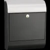 ME|FA Postkasser^postkasse Pearl (872) sort struktur/rustfri stål klap