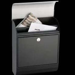 ME|FA Postkasser^postkasse Pearl (872) sort struktur/rustfri stål klap