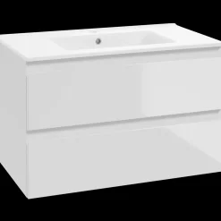 Clearance Mikelo vaskeskab med porcelænsvask, hvid højglans - 60 cm