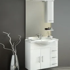 Bademiljøer^Milobad badsæt Limone inkl. spejl hvid