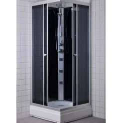 Brusedøre Og Brusevægge^Milobad brusekabine rondo med massagedyser 80x80 cm hvid/grå