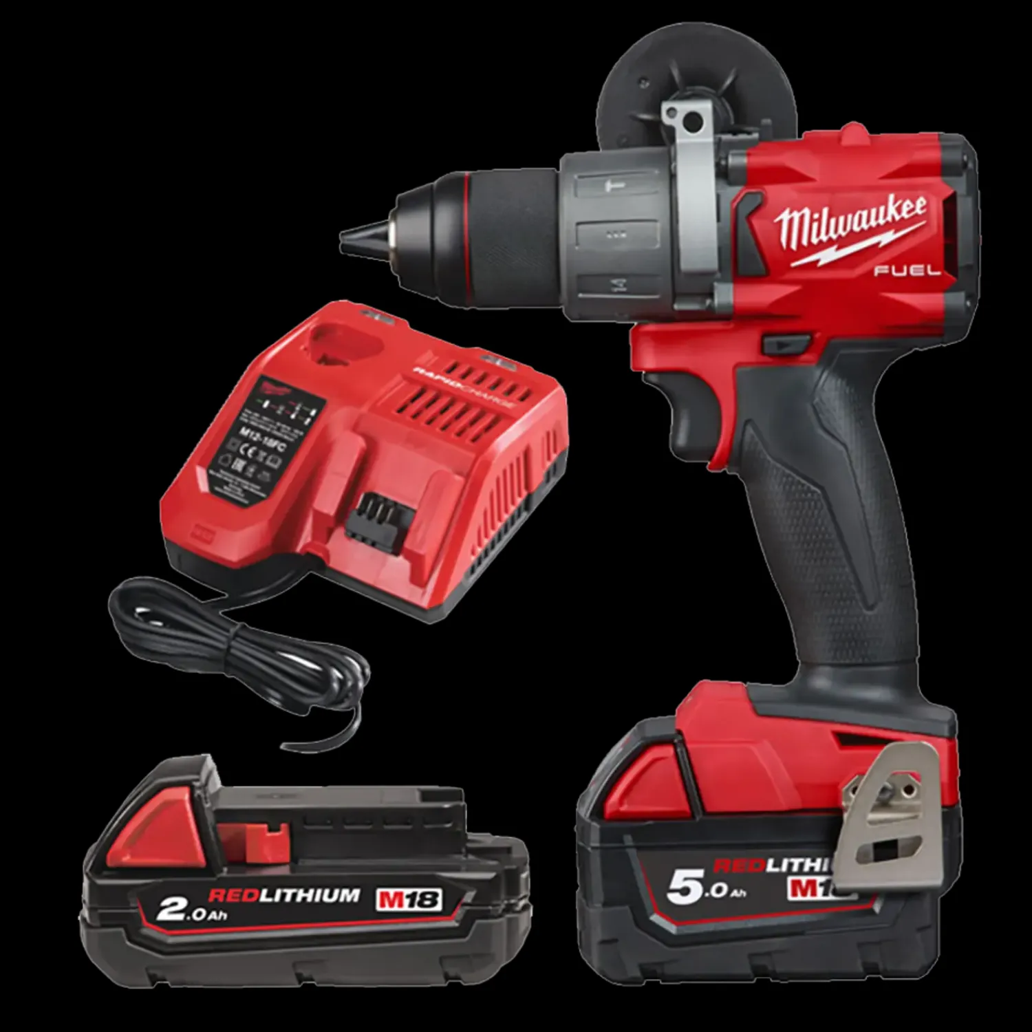 Milwaukee Bore- Og Skruemaskiner^M18™ DAV-FPD2-522X FUEL™ slagboremaskine 1x5.0+1x2.0 Ah batterier og lader