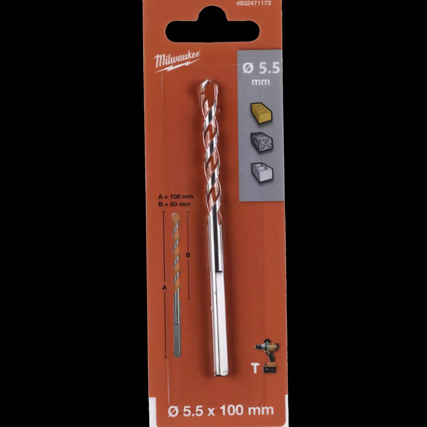 Milwaukee Bor- Og Borsæt^premium murbor med karbidspids 5,5x100 mm