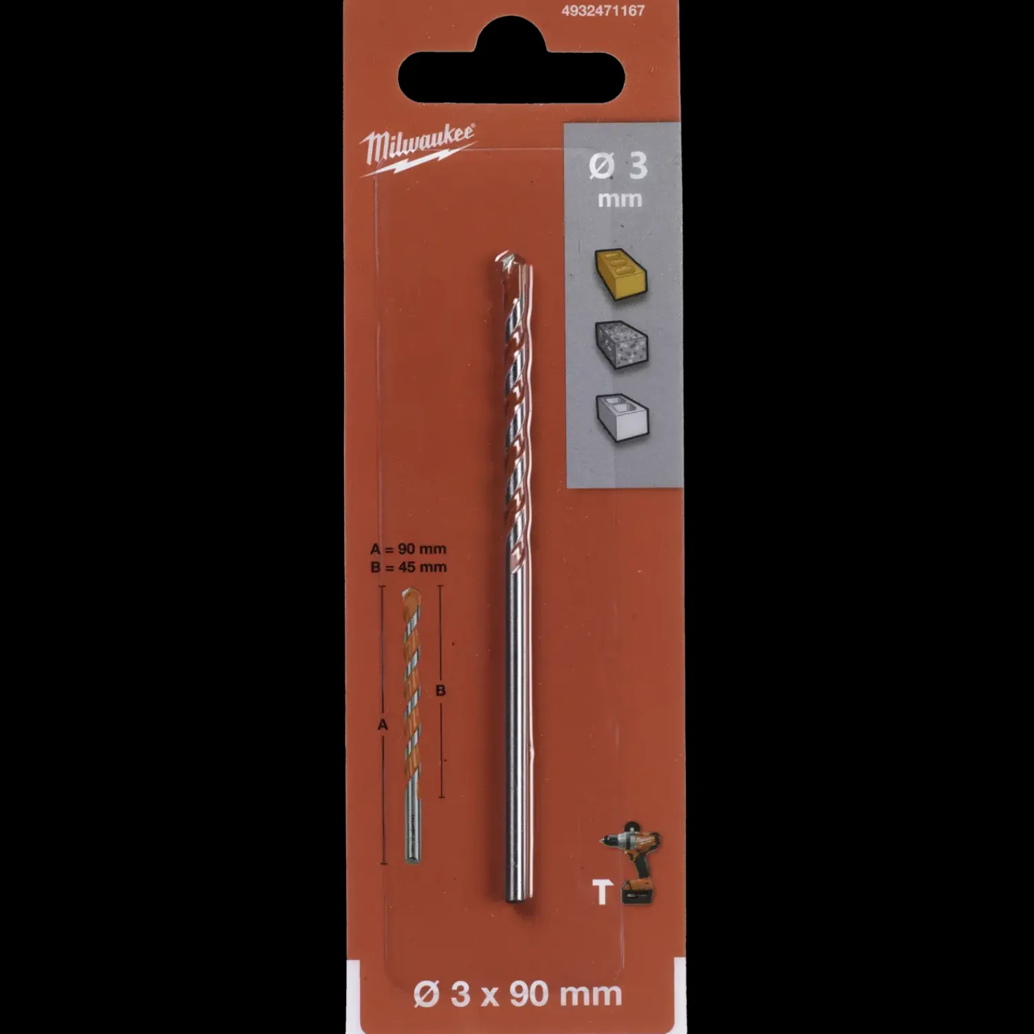 New Milwaukee premium murbor med karbidspids 3x90 mm