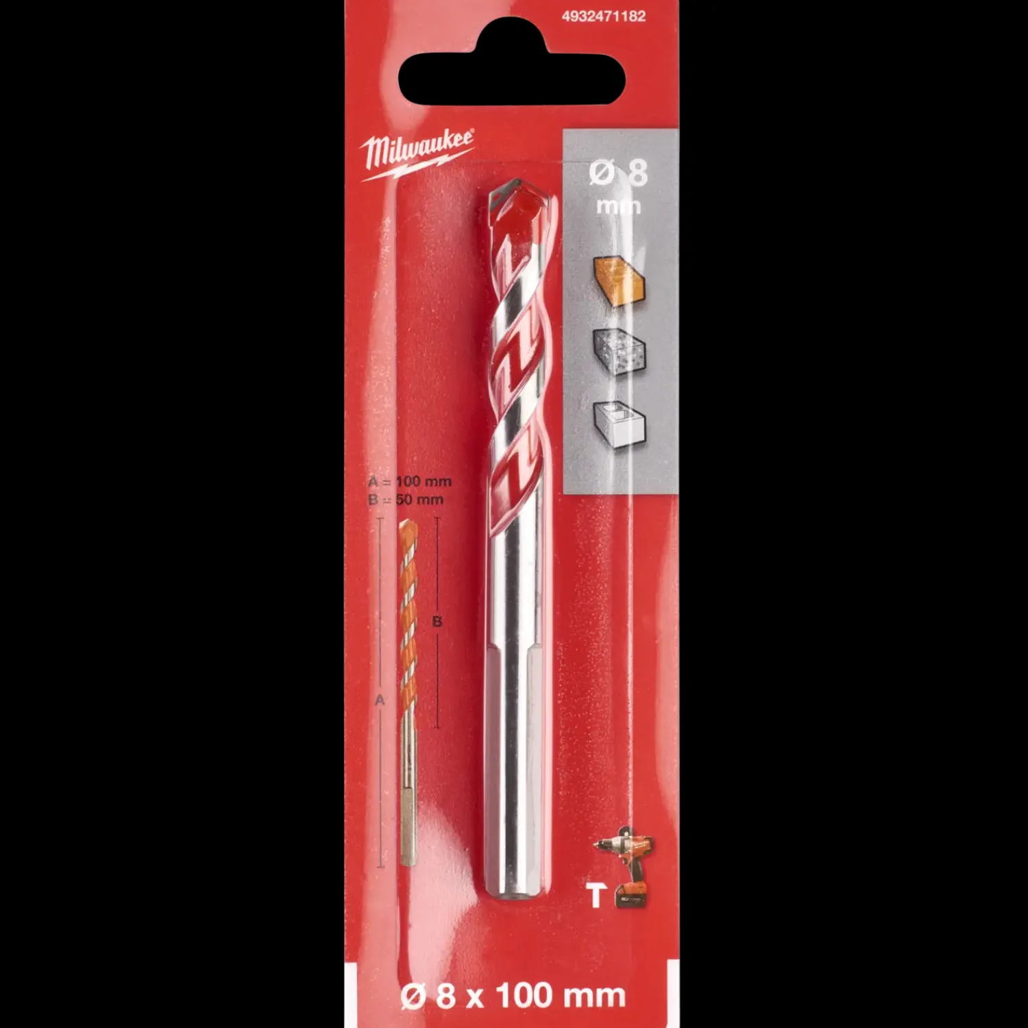 Milwaukee Bor- Og Borsæt^premium murbor med karbidspids 8x100 mm