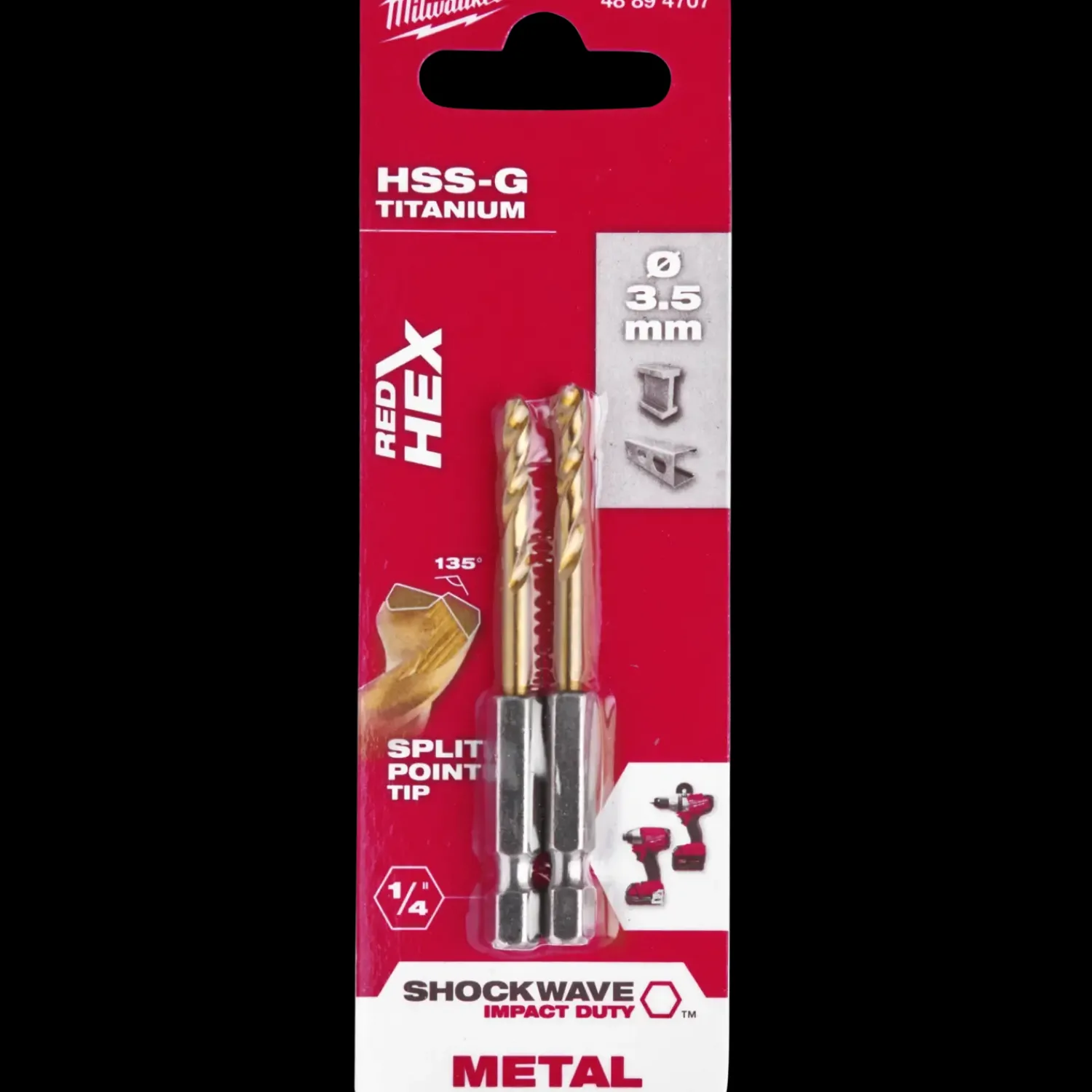 Hot Milwaukee Red Hex shockwave™ HSS-Tin metalbor 3,5 mm