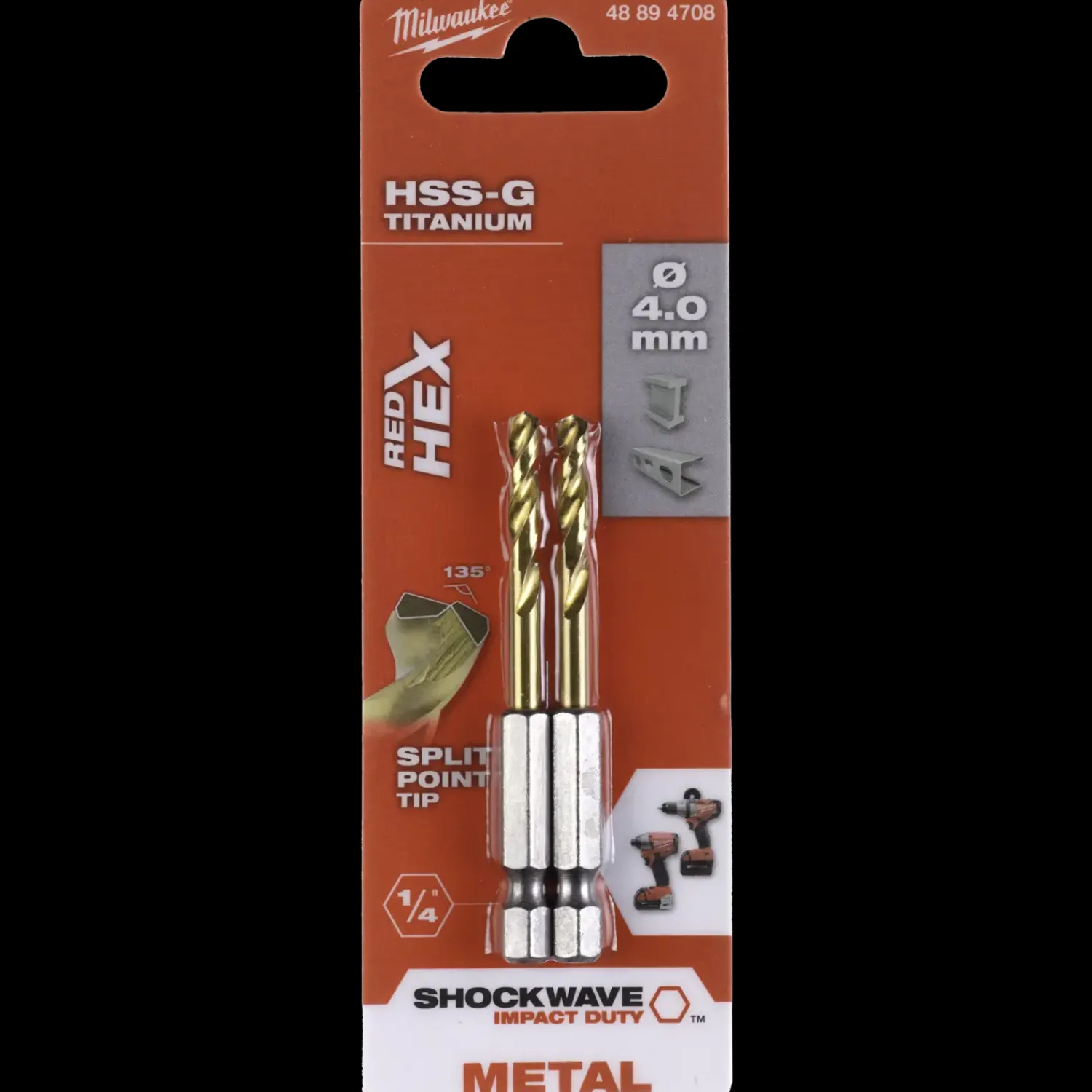 Discount Milwaukee Red Hex shockwave™ HSS-Tin metalbor 4 mm